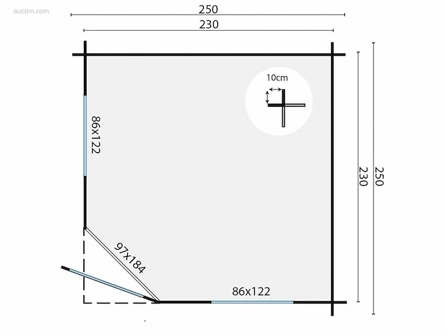 Blokhut - tuinhuis jos 250x250x242cm... - afbeelding 5 van  8