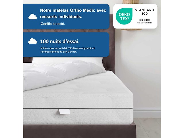 Bmm ortho medic matras 90x190 cm - pocket coil core, h3 stevigheid (x2) - afbeelding 7 van  8
