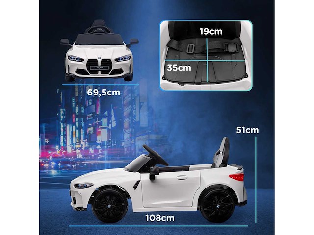 Bmw m4 elektrische kinderauto, licht & geluid, 3-5 km/u - afbeelding 4 van  6