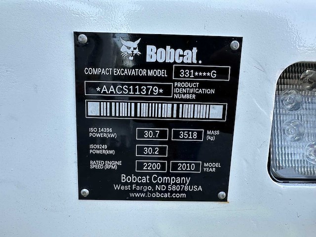 Bobcat - 2010 - 331 - minigraafmachine - afbeelding 38 van  43