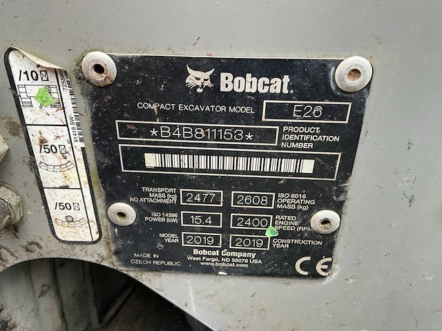 Bobcat - 2019 - e26 - minigraafmachine - afbeelding 17 van  20