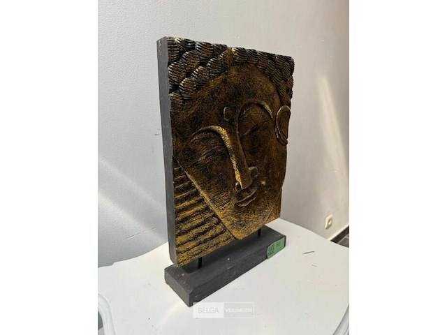 Boeddha beeld in hout verguld - afbeelding 2 van  2