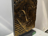 Boeddha beeld in hout verguld - afbeelding 2 van  2