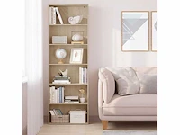 Boekenkast 6-laags plank, open plank, vrijstaande kast, 60x180x23,5 cm, licht eiken