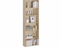Boekenkast 6-laags plank, open plank, vrijstaande kast, 60x180x23,5 cm, licht eiken - afbeelding 2 van  5