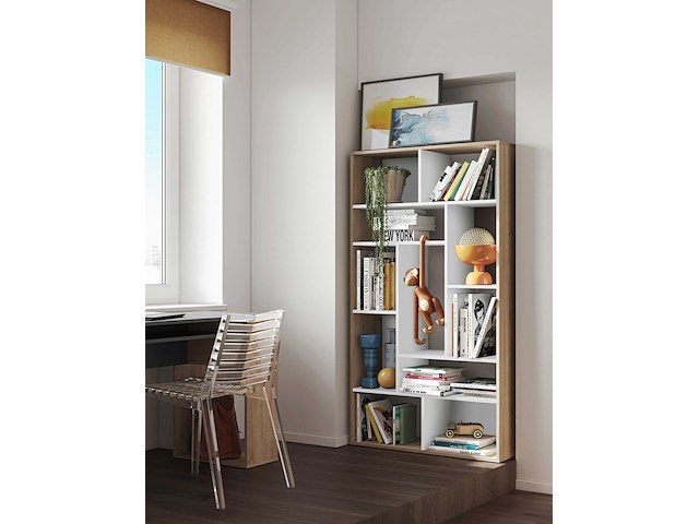 Boekenkast bangkok - eik/wit - afbeelding 1 van  7