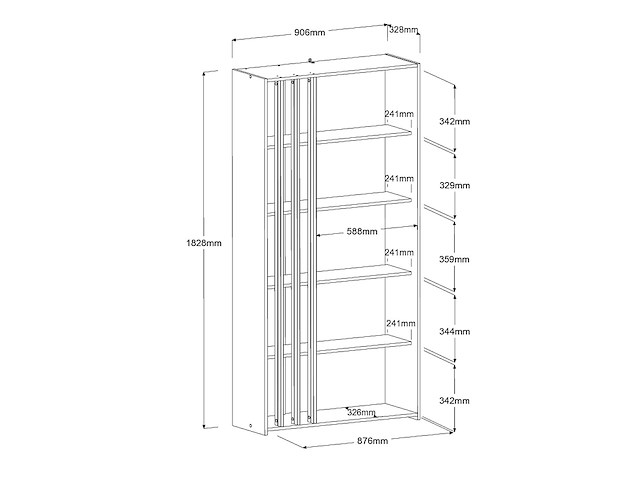 Boekenkast bloom-183cm-4 legplanken-japans eikenhout - afbeelding 6 van  10