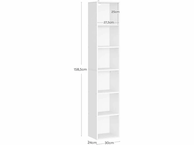 Boekenkast, halfopen hoge kast met 6 compartimenten - afbeelding 1 van  7