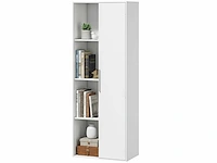 Boekenkast met vier lagen en verstelbare planken, kast en deuren voor de woonkamer - afbeelding 2 van  4