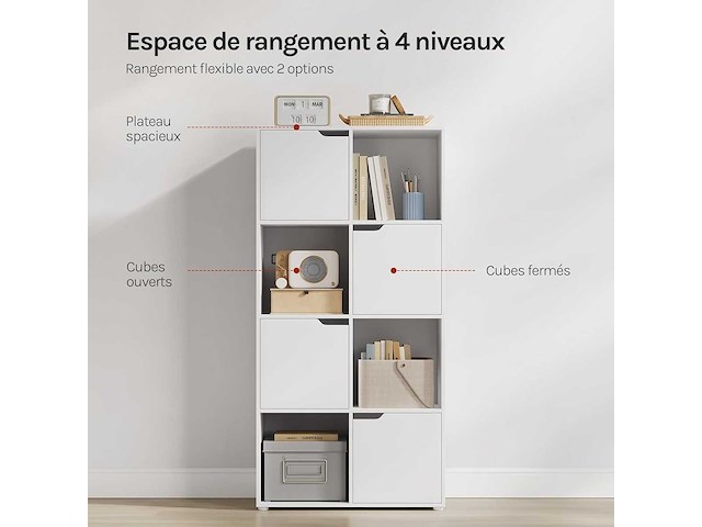 Boekenkast, meubelopslagplank | met 8 kubussen - afbeelding 3 van  4