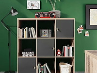 Boekenkast moleskin met 3 deuren - antraciet/old style - afbeelding 1 van  5
