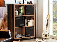 Boekenkast sapphire - 89x35x127cm - 3 deuren - zwart metaal/eikdecor - afbeelding 1 van  6
