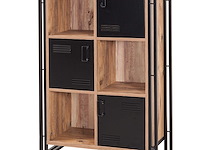 Boekenkast sapphire - 89x35x127cm - 3 deuren - zwart metaal/eikdecor - afbeelding 2 van  6