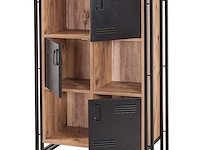 Boekenkast sapphire - 89x35x127cm - 3 deuren - zwart metaal/eikdecor - afbeelding 3 van  6