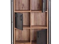 Boekenkast sapphire - 89x35x127cm - 3 deuren - zwart metaal/eikdecor - afbeelding 4 van  6
