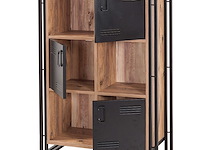 Boekenkast sapphire - 89x35x127cm - 3 deuren - zwart metaal/eikdecor - afbeelding 5 van  6