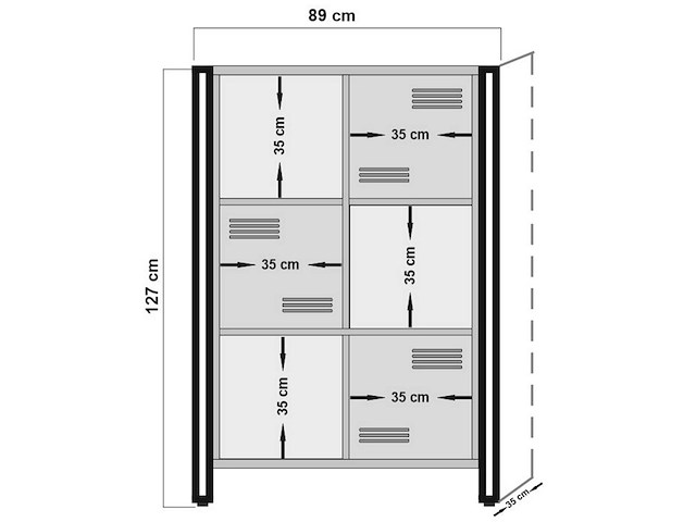 Boekenkast sapphire - 89x35x127cm - 3 deuren - zwart metaal/eikdecor - afbeelding 6 van  6