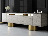 Bohem-spaanplaat en metalen tv-meubel - afbeelding 1 van  10