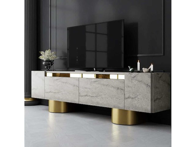 Bohem-spaanplaat en metalen tv-meubel - afbeelding 7 van  10