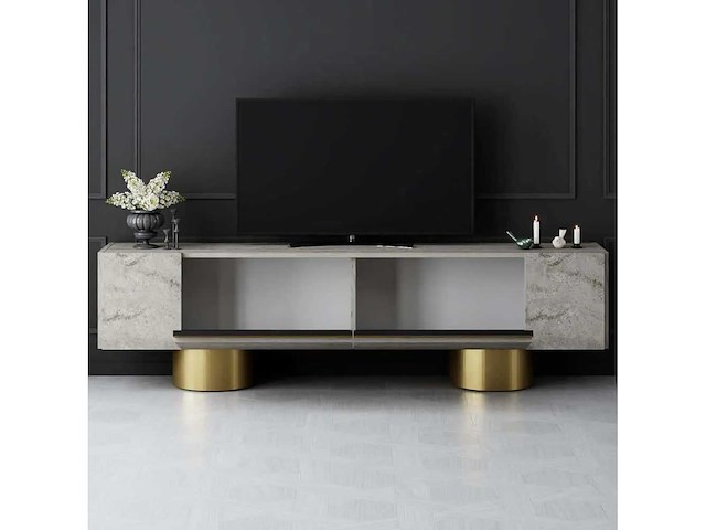 Bohem-spaanplaat en metalen tv-meubel - afbeelding 3 van  5