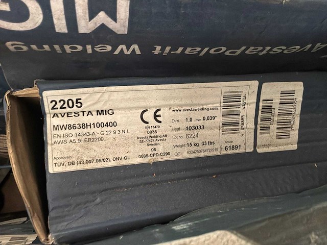 Böhler 2205 avesta mig mw8638h100400 grote partij lasdraad op bobijn - afbeelding 2 van  3