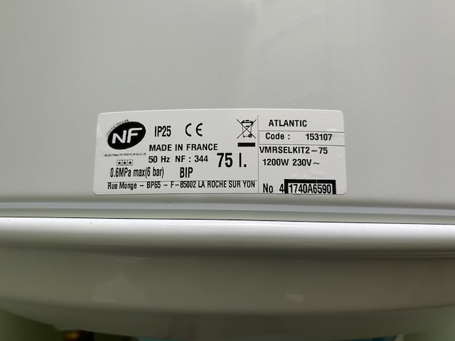 Boiler atlantic - 75l - afbeelding 2 van  2