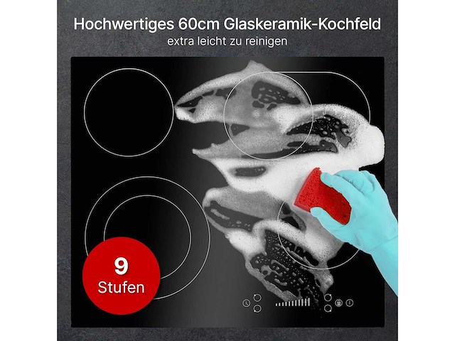 Bomann, 4-pittige keramische glazen kookplaat met dubbele ingebouwde zone, ebk7941 - afbeelding 4 van  5