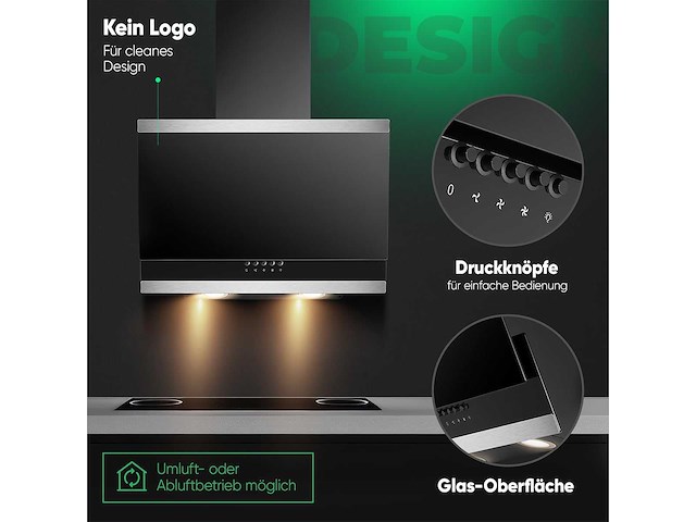 Bomann du 7610 g 60 cm afzuigkap - zwart - afbeelding 4 van  7