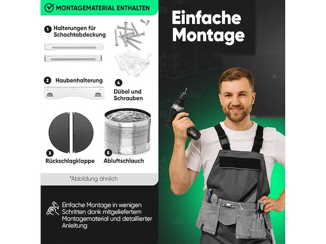 Bomann du 7611 g, 578 m³/u, ducted, c, a, e, 64 db - afbeelding 4 van  8