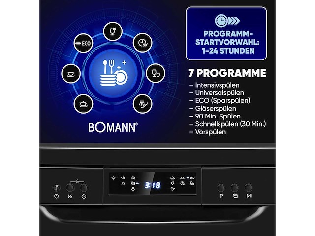 Bomann gsp 7419 vaatwasser 60 cm, 14 zitplaatsen, vrijstaand of onderaanrecht - afbeelding 6 van  8