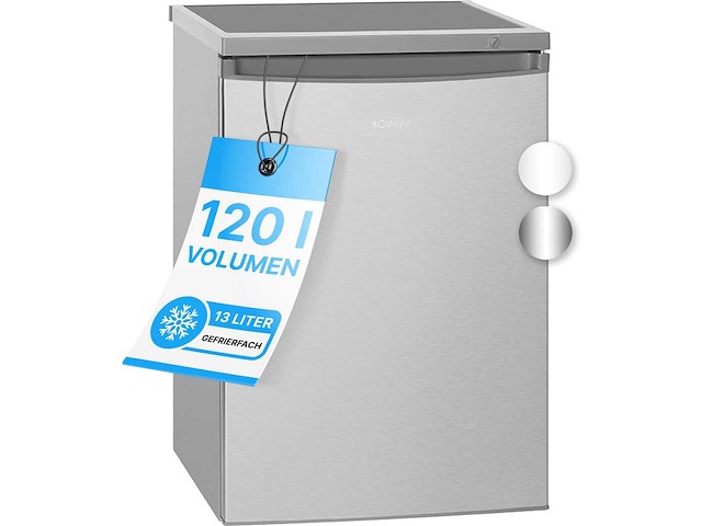 Bomann koelkast met kleine vriezer 120l roestvrij staal ks2184-1-roestvrij staal - afbeelding 1 van  3