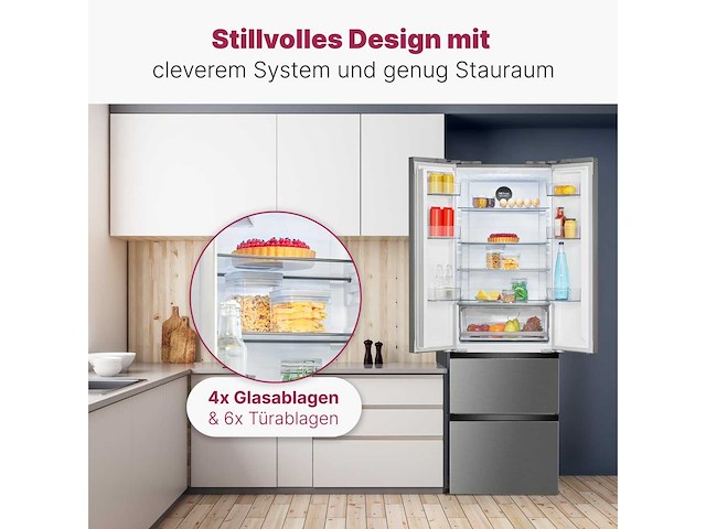 Bomann, koelkast & vriezer 400l roestvrij staal kg7354-roestvrij staal, capaciteit 251l koelkast & 149l vriezer - afbeelding 11 van  12