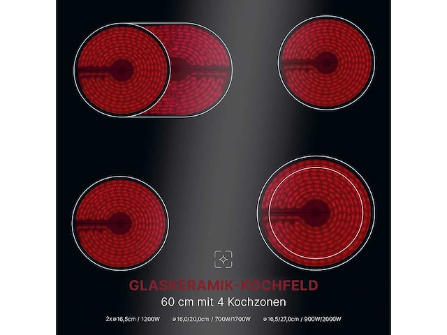 Bomann, oven met keramische kookplaat, ehbc7937, zwart - afbeelding 4 van  8