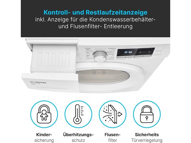 Bomann wtk 7181 condensordroger 8 kg - afbeelding 8 van  12
