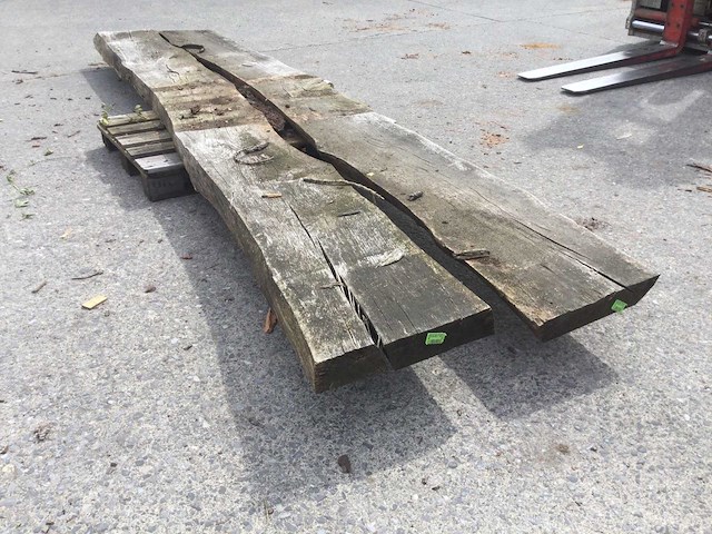 Boomstam tafelblad eiken 4100 x 400 x 80 mm ( 2 x ) - afbeelding 4 van  5