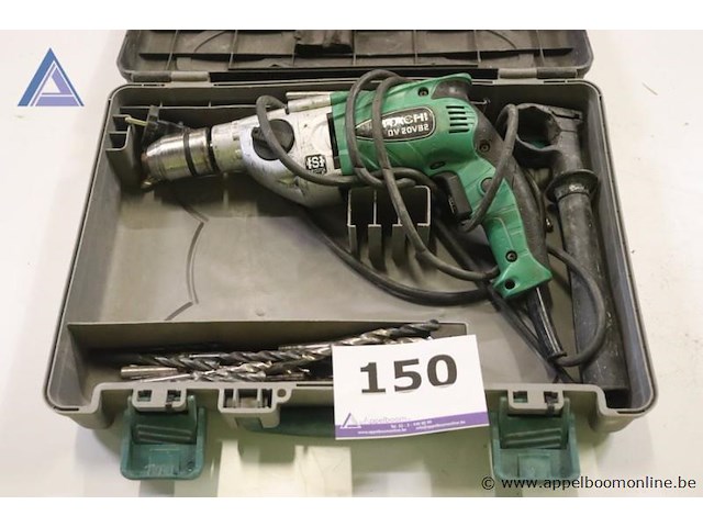 Boormachine - hitachi - dv 20vb2 toebehoren - boren, handgreep, koffer - afbeelding 1 van  3