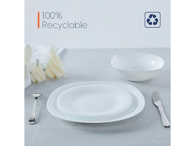 Bordenset laglint 25,4cm wit vierkant - afbeelding 2 van  5