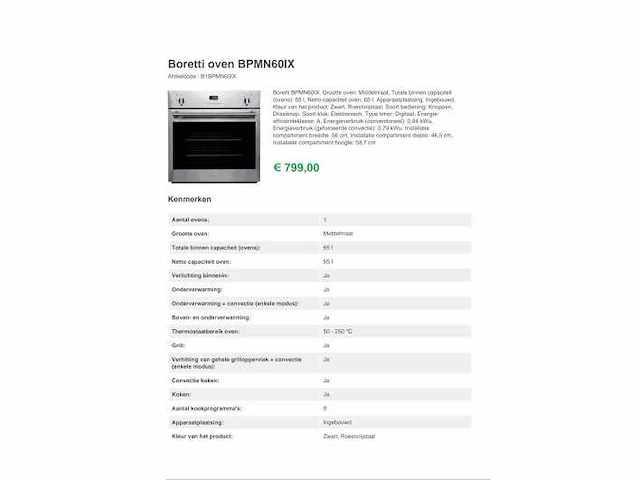 Boretti - bpmn60ix - magnetrons & ovens - afbeelding 2 van  2