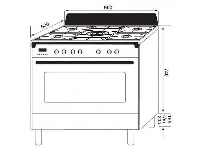 Boretti - cfbg901ixbe3 toscana - fornuis - afbeelding 4 van  5