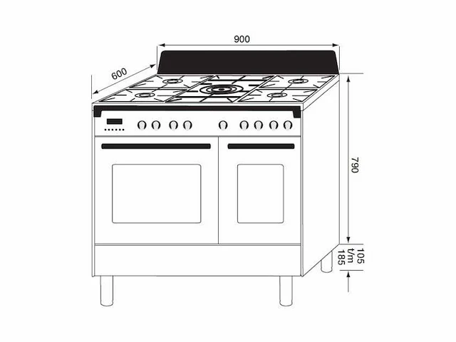 Boretti - cfbg902ixbe3 toscana - fornuis - afbeelding 3 van  3