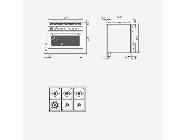 Boretti - ml9016gszwbe milano - fornuis - afbeelding 6 van  6