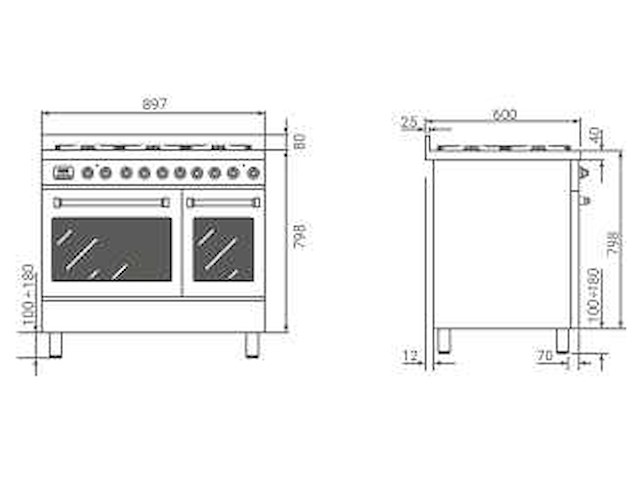 Boretti - mlg96bmatbe milano - fornuis - afbeelding 4 van  5