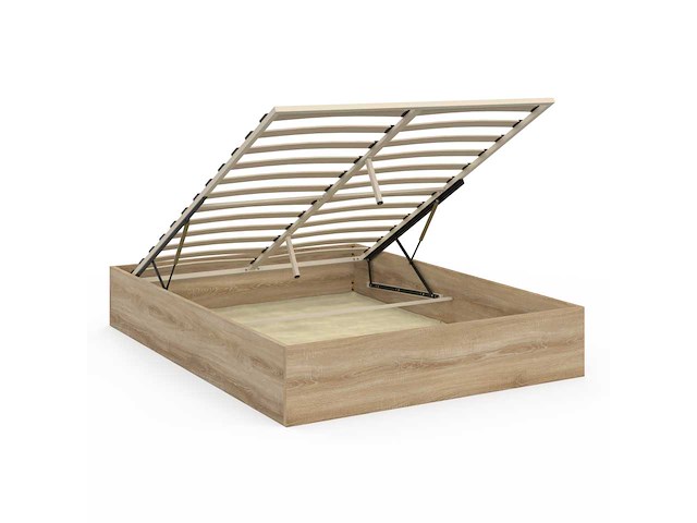 Borstbed 160x200cm natuurlijk hout effect - afbeelding 4 van  9