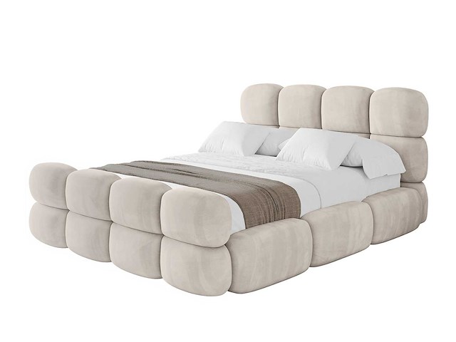 Borstbed 180 x 200 - beige fluweel - afbeelding 1 van  5