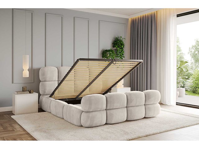 Borstbed 180 x 200 - beige fluweel - afbeelding 5 van  5