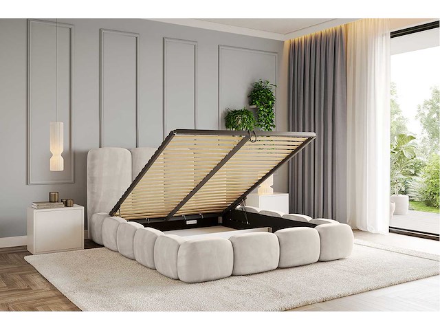 Borstbed 180 x 200 - beige fluweel - afbeelding 3 van  3
