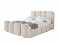 Borstbed 200 x 200 - met matras - beige fluweel - afbeelding 5 van  17
