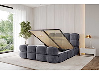 Borstbed 200 x 200 - met matras - donkergrijs fluweel - afbeelding 2 van  7