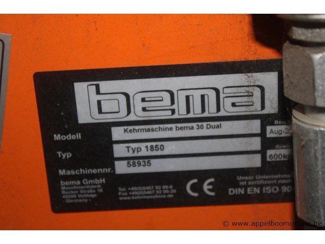 Borstelmachine bema 30 dual, serienummer 58935, 600 kg, ce-gemarkeerd, werking niet gekend - afbeelding 4 van  4