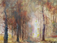 Boswegel, olie op doek, henri joseph pauwels - afbeelding 2 van  3